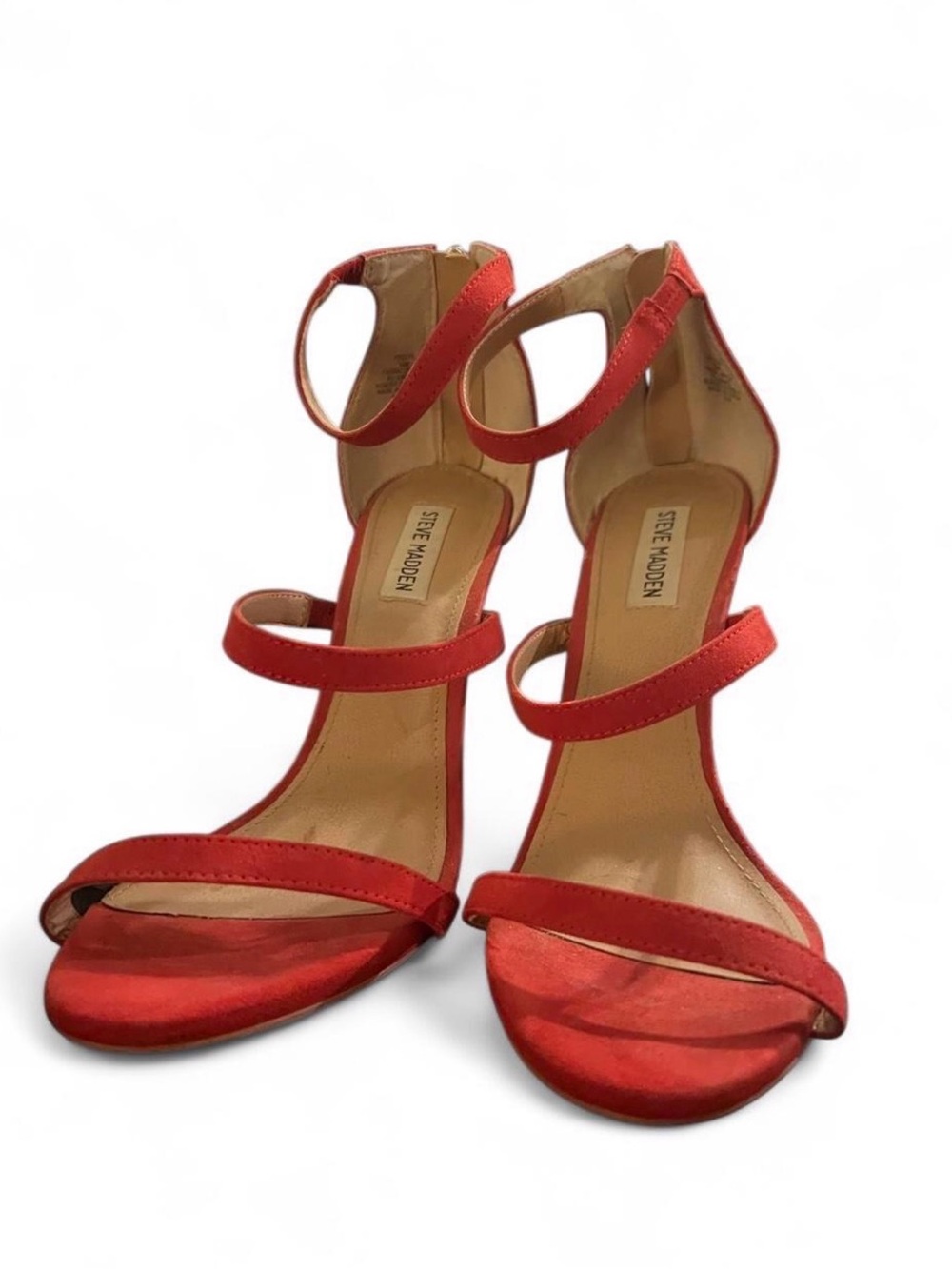 Steve Madden Red Triple-Strap Ankle Strap Heels